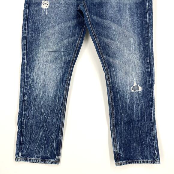 Hollywood The Jean People Slim Fit Distressed Blue Jeans Men's Size 36x30 - Picture 4 of 7